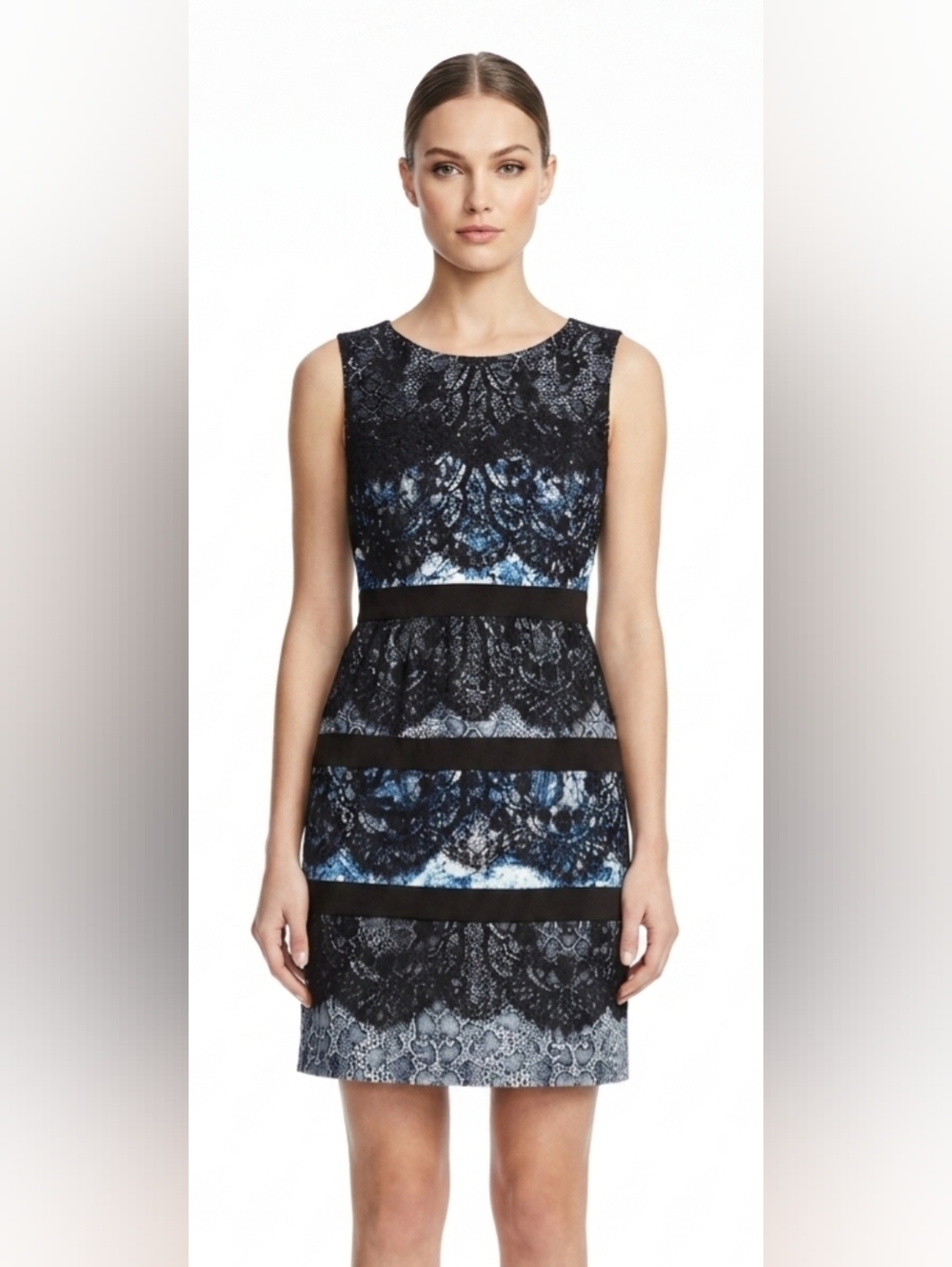 BCBG Max Azria Makenna Black & Blue Lace Mini Dress Size 2